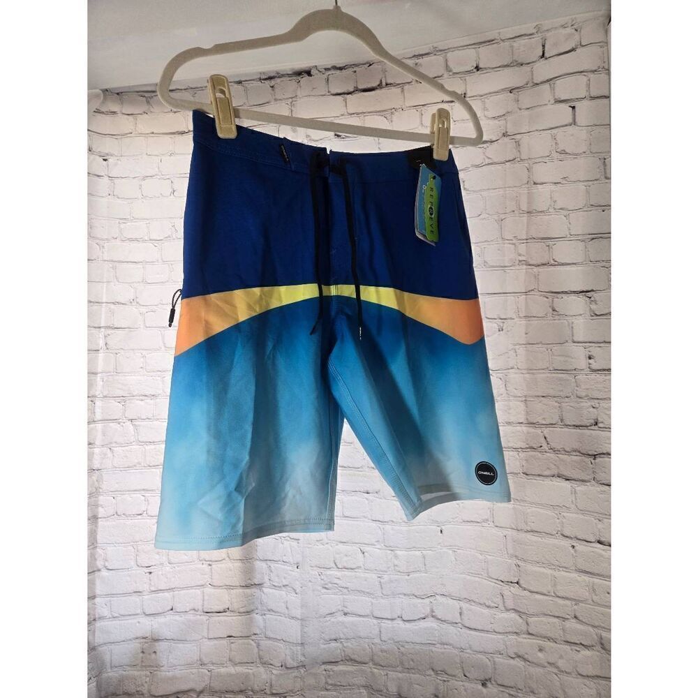 O'Neill Hyperfeak Boys Size 16 Blue/Orange Ombre Board Shorts